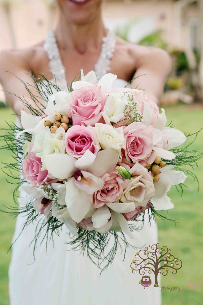 Pink and white wedding bouquet