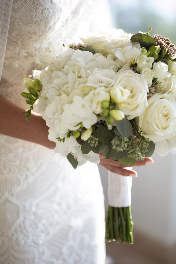 Traditional white wedding bouquet